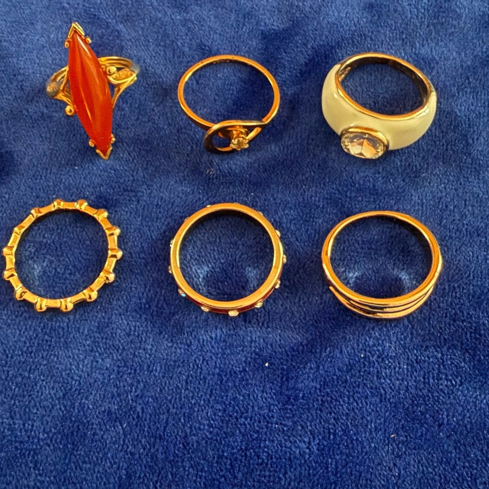 Gold-Tone Stackable Ring Collection with (1) Avon Orange Marquise Accent